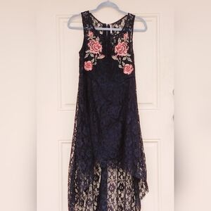 Free People Black Lace dress with embroidery
